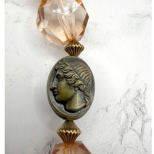 ME Makeover Essentials Roman Cameo Peach Faceted Bead Necklace 22"